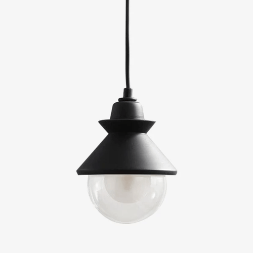 Suspension LED design triangle en métal et boule en verre