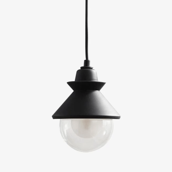 Suspension LED design triangle en métal et boule en verre - vue 2 sur 9