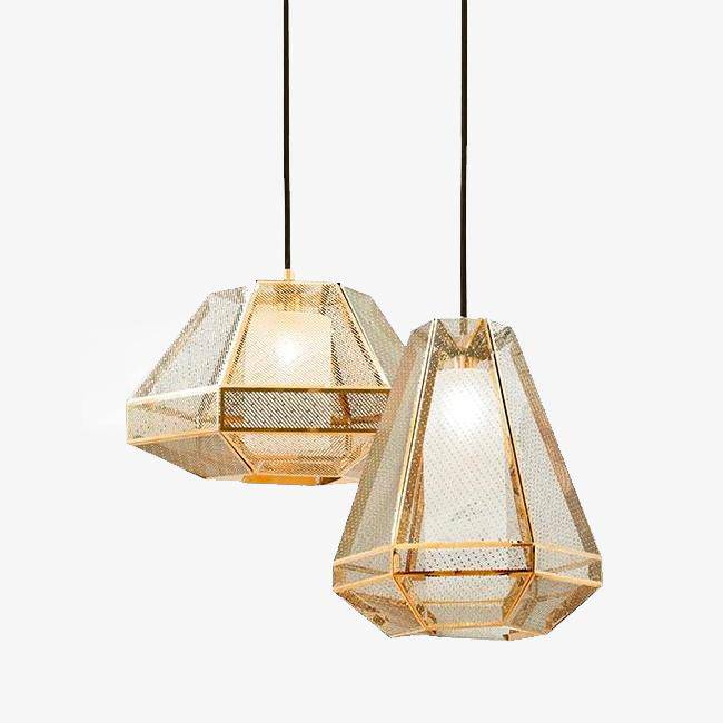 Suspension LED forme géométrique dorée Modern