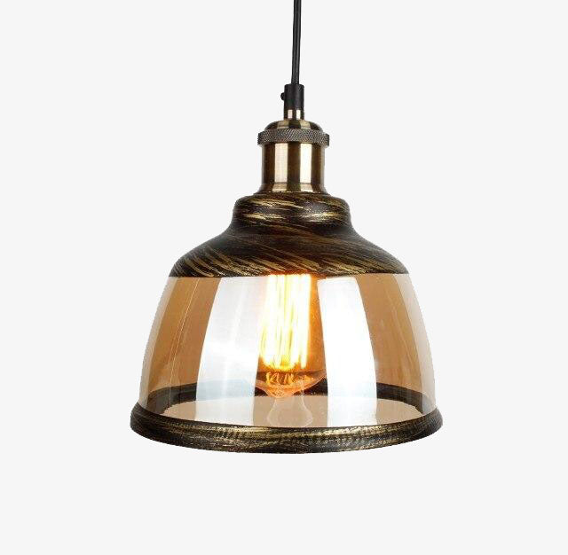 Suspension LED vintage avec abat-jour en verre fumé Palezzi