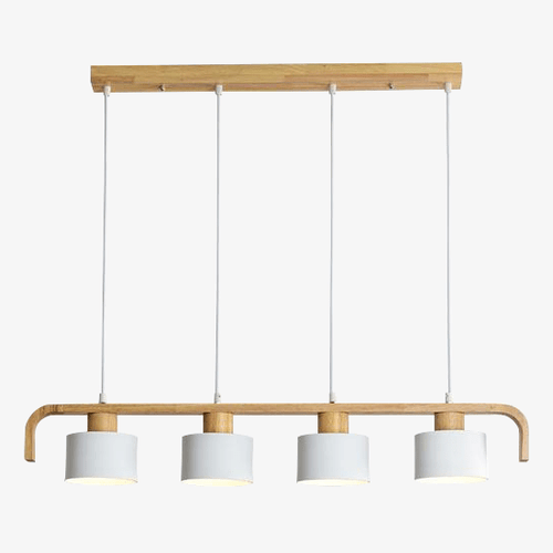 Suspension moderne à LED en bois et abat-jour (plusieurs couleurs)