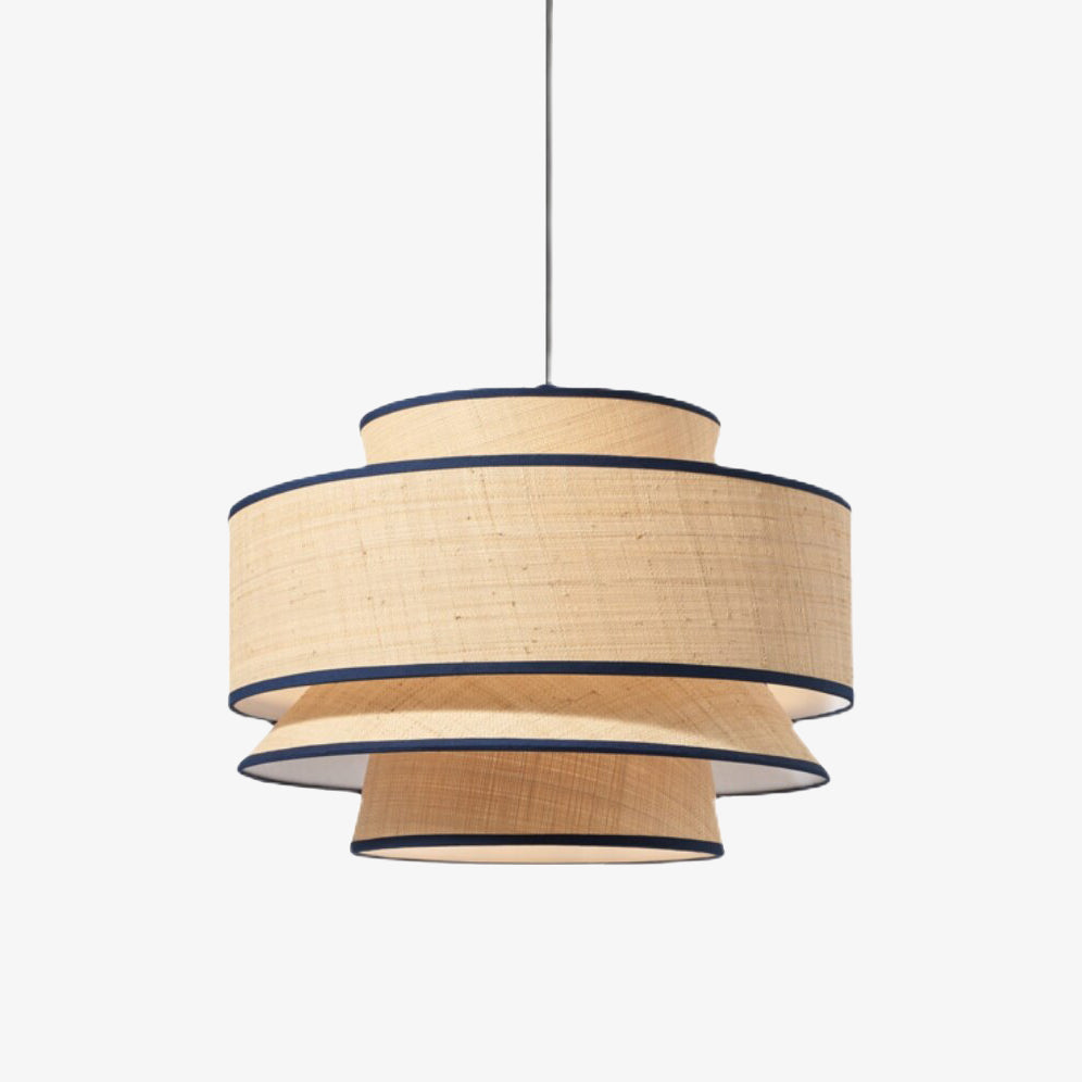 Suspension moderne avec abat-jour multiple en rotin Bria