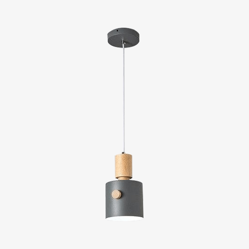 Suspension moderne LED avec abat-jour coloré en bois Nordic - vue 2 sur 7