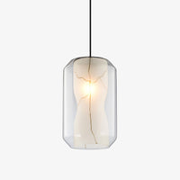 Suspension moderne LED marbre dans un prisme en verre Libe