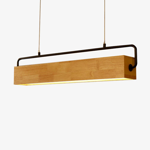 Suspension moderne LED rectangulaire en bois Wakin