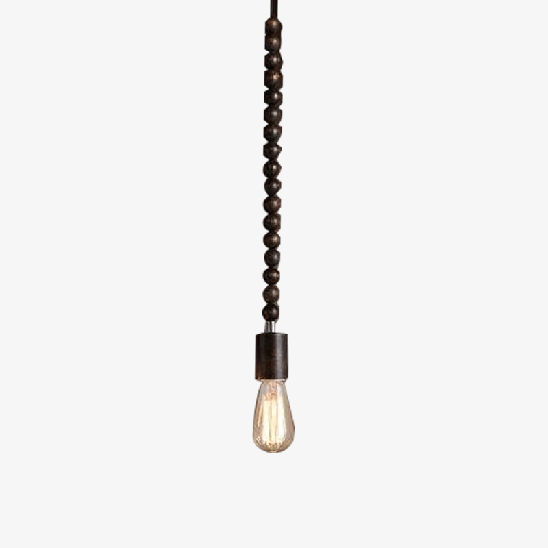 Suspension retro en bois avec ampoule Edison - vue 2 sur 8
