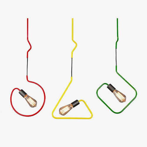 Suspensions design LED en forme géométriques de couleurs