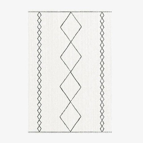 Tapis rectangle berbères blanc à motifs noirs Sala D