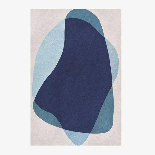 Tapis rectangle dessins arrondis bleus moderne