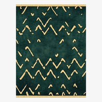 Tapis rectangle géométrique vert et traces dorées House