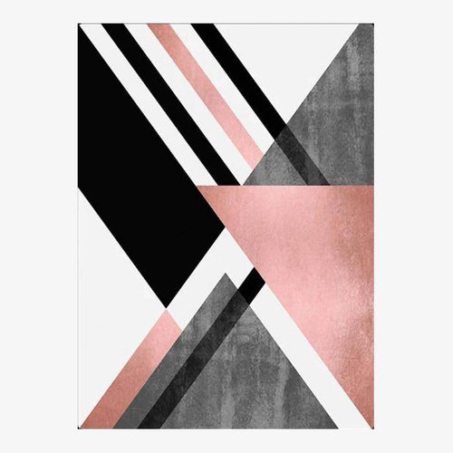 Tapis rectangle géométriques gris et rose Pink