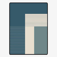 Tapis rectangle moderne design aux formes géométriques bleues