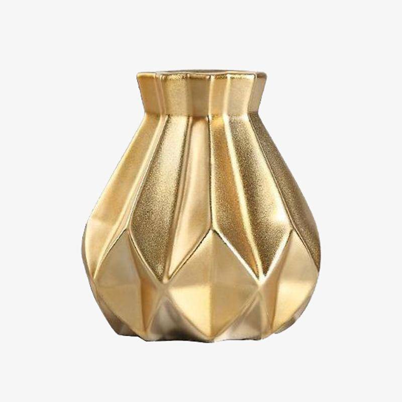 Vase design en métal doré aux formes géométriques Luxury - vue 2 sur 7
